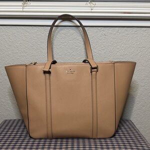 kate spade Newbury Lane Pebble Leather Tote in Nude Beige